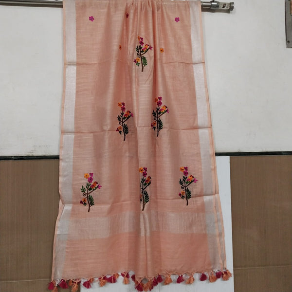 Bhagalpuri Semi Linen Embroidered Dupatta - Leheriya