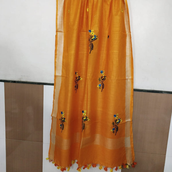 Bhagalpuri Semi Linen Embroidered Dupatta - Leheriya