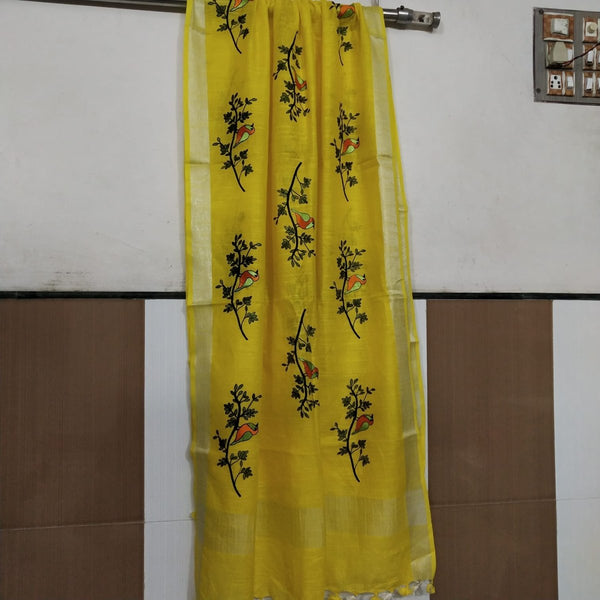 Bhagalpuri Semi Linen Embroidered Dupatta - Leheriya