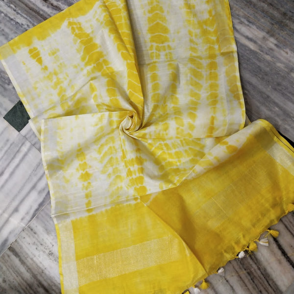 Bhagalpuri Semi Linen Shibori Dupatta - Leheriya