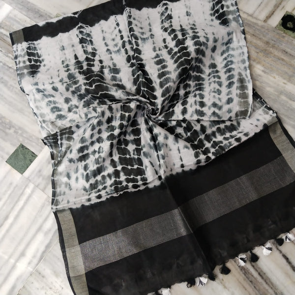 Bhagalpuri Semi Linen Shibori Dupatta - Leheriya