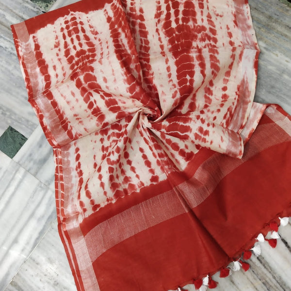 Bhagalpuri Semi Linen Shibori Dupatta - Leheriya