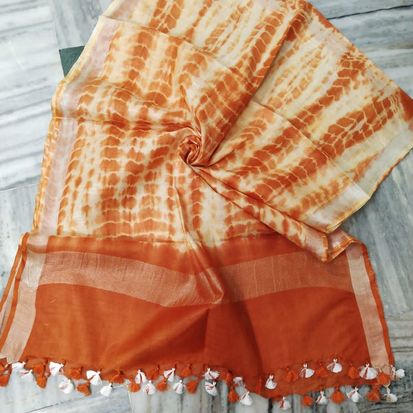 Bhagalpuri Semi Linen Shibori Dupatta - Leheriya