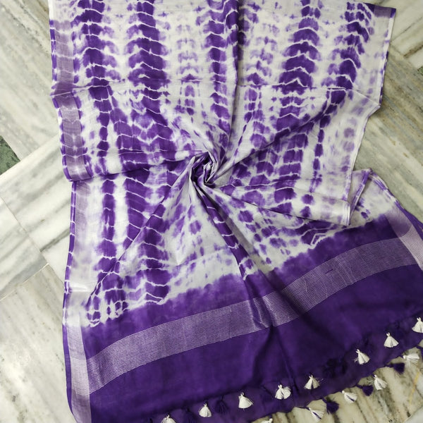 Bhagalpuri Semi Linen Shibori Dupatta - Leheriya