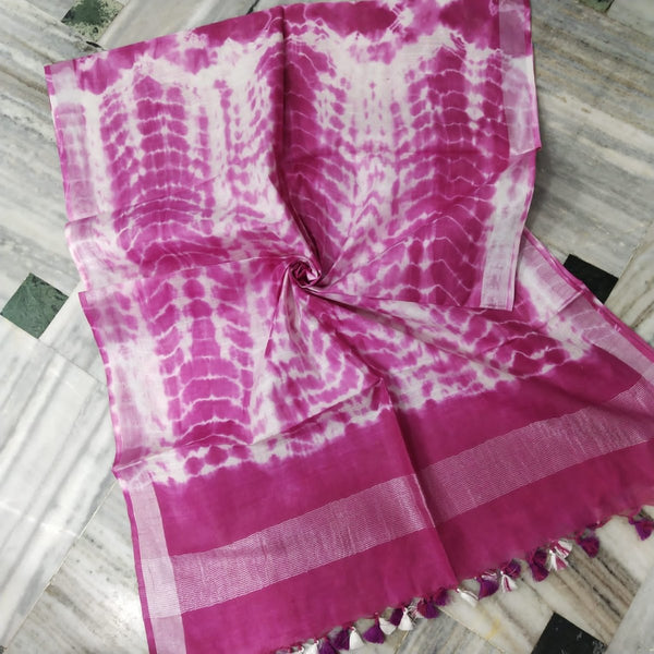 Bhagalpuri Semi Linen Shibori Dupatta - Leheriya