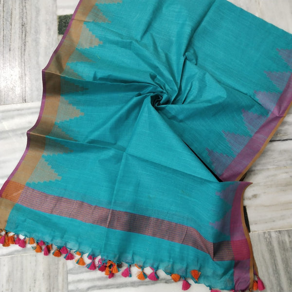 Bhagalpuri Semi Linen Temple Buta Dupatta - Leheriya