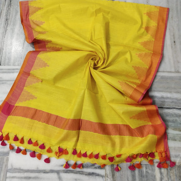 Bhagalpuri Semi Linen Temple Buta Dupatta - Leheriya