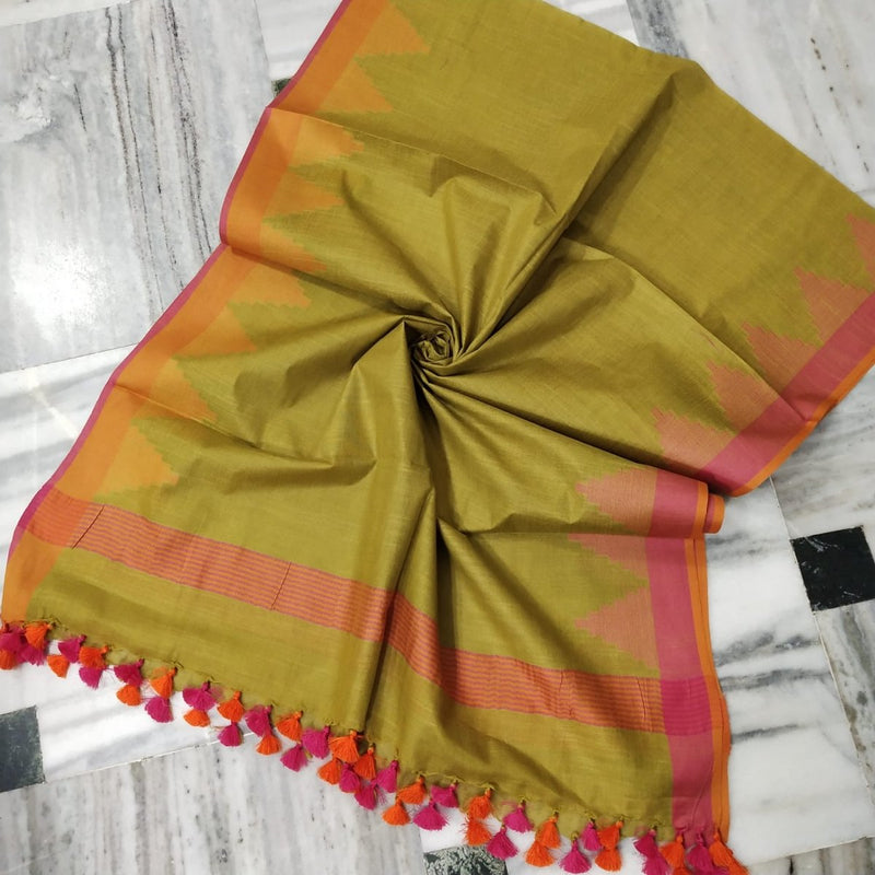 Bhagalpuri Semi Linen Temple Buta Dupatta - Leheriya