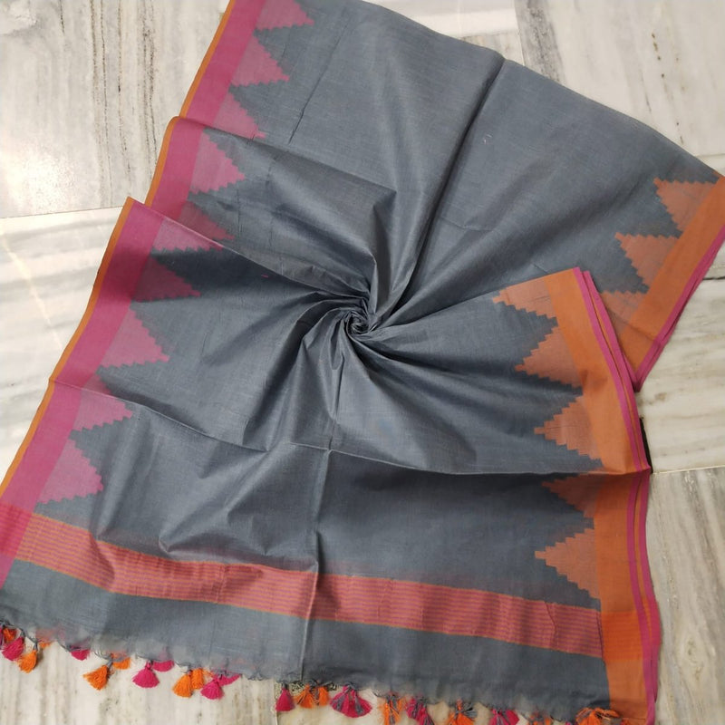 Bhagalpuri Semi Linen Temple Buta Dupatta - Leheriya