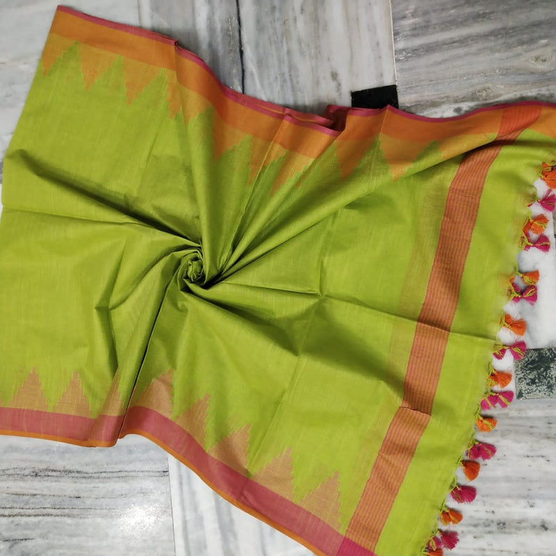 Bhagalpuri Semi Linen Temple Buta Dupatta - Leheriya