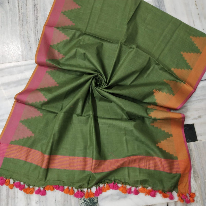 Bhagalpuri Semi Linen Temple Buta Dupatta - Leheriya