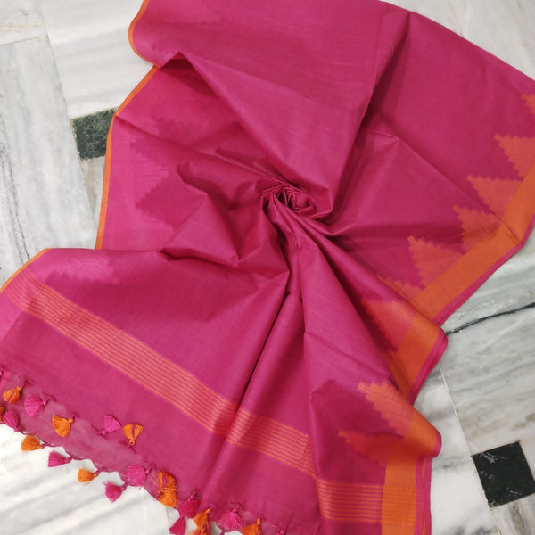 Bhagalpuri Semi Linen Temple Buta Dupatta - Leheriya