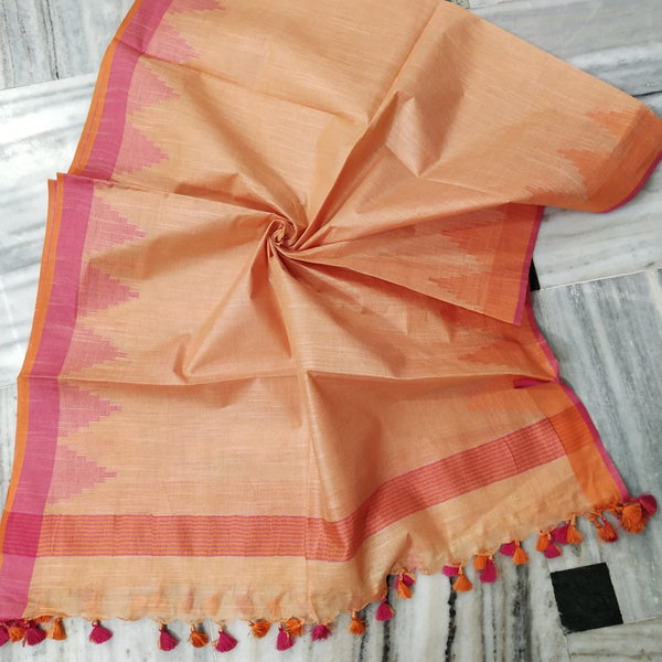 Bhagalpuri Semi Linen Temple Buta Dupatta - Leheriya