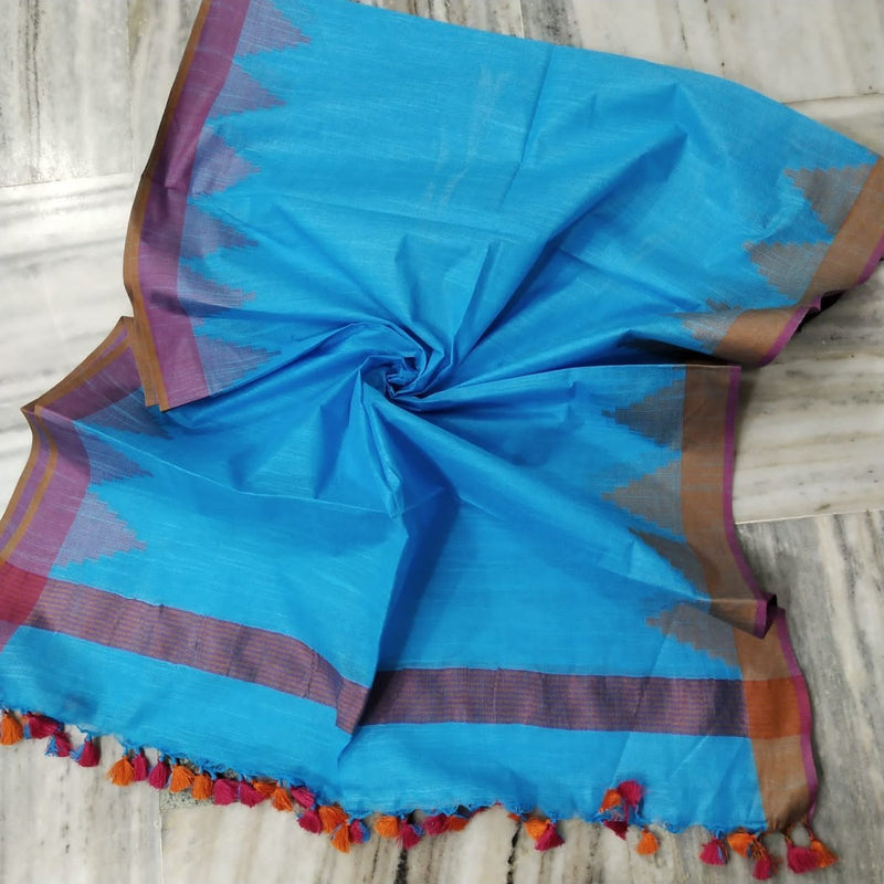 Bhagalpuri Semi Linen Temple Buta Dupatta - Leheriya