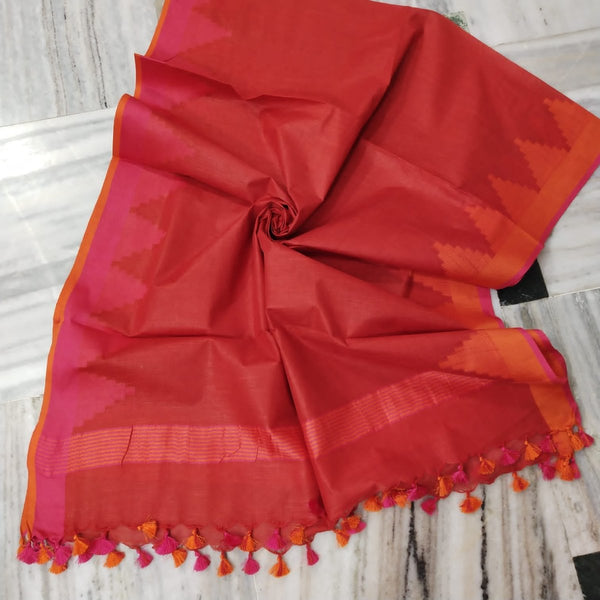 Bhagalpuri Semi Linen Temple Buta Dupatta - Leheriya