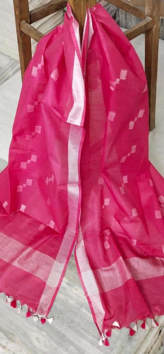 Bhagalpuri Semi Linen Vidiya Butta Dupatta - Leheriya