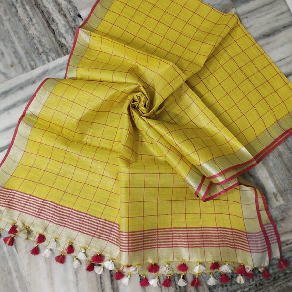 Bhagalpuri Tissue Semi Linen Dupatta - Leheriya