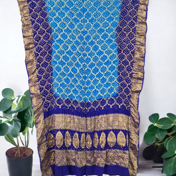 Blue Shaded Georgette Ghatchola Bandhani Dupatta - Leheriya