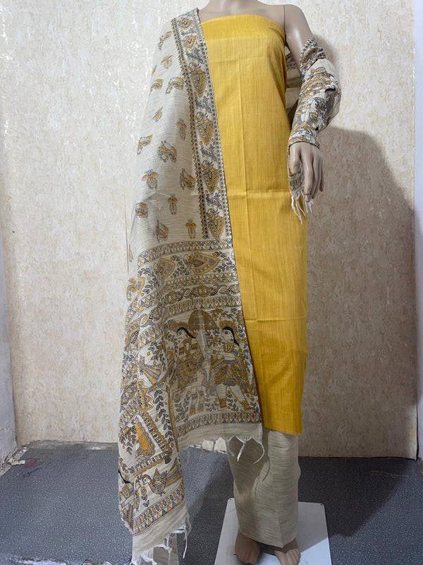 Cotton Madhubani Print 3pc Salwar Suit - Leheriya