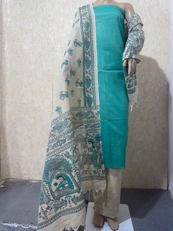 Cotton Madhubani Print 3pc Salwar Suit - Leheriya