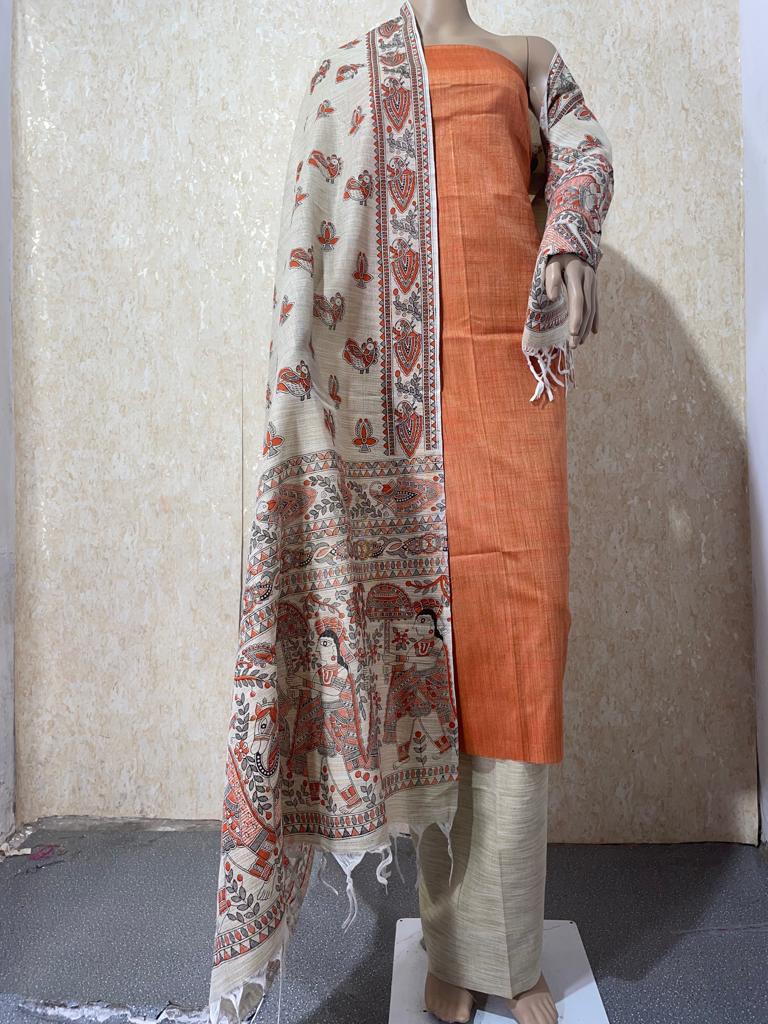 Cotton Madhubani Print 3pc Salwar Suit - Leheriya