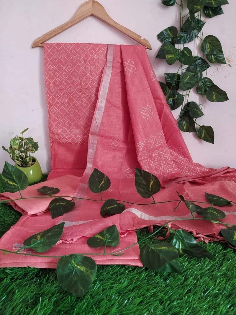 Cotton Slub Salwar Suit with Embroidery | Tulip Pink | - Leheriya