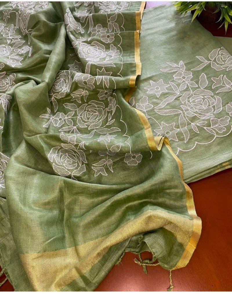 Cotton Slub Salwar Suit with Resham Embroidery - Leheriya