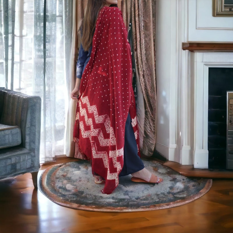 Designer Bandhani Shibori Dupatta - Leheriya