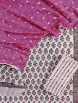 Designer Hand Block Printed Cotton Suits with Mulmul Bandhej Dupatta - Leheriya