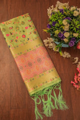 Elegant Paithani Silk Dupatta - Pista Green - Leheriya