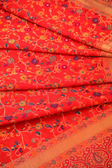 Elegant Paithani Silk Dupatta - Red - Leheriya