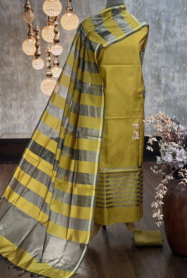 Exclusive Banarasi Unstitched Salwar Suit Set With Dupatta - Leheriya