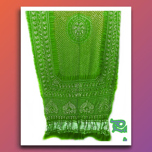 Green Pure Gaji Silk Morlo Dupatta - Leheriya