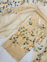 Hand Painted Kota Doria Salwar Suit | Vanilla Brown | - Leheriya