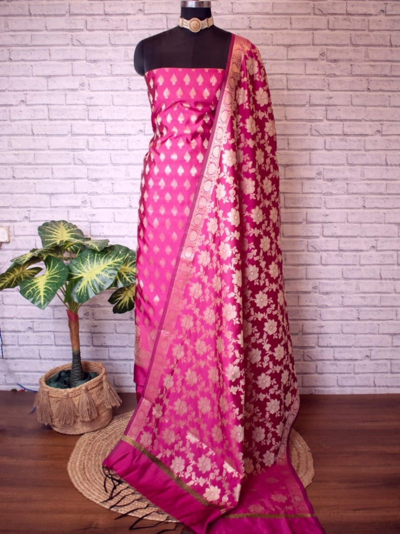 Katan Silk Banarasi Suit - Maharani - Leheriya