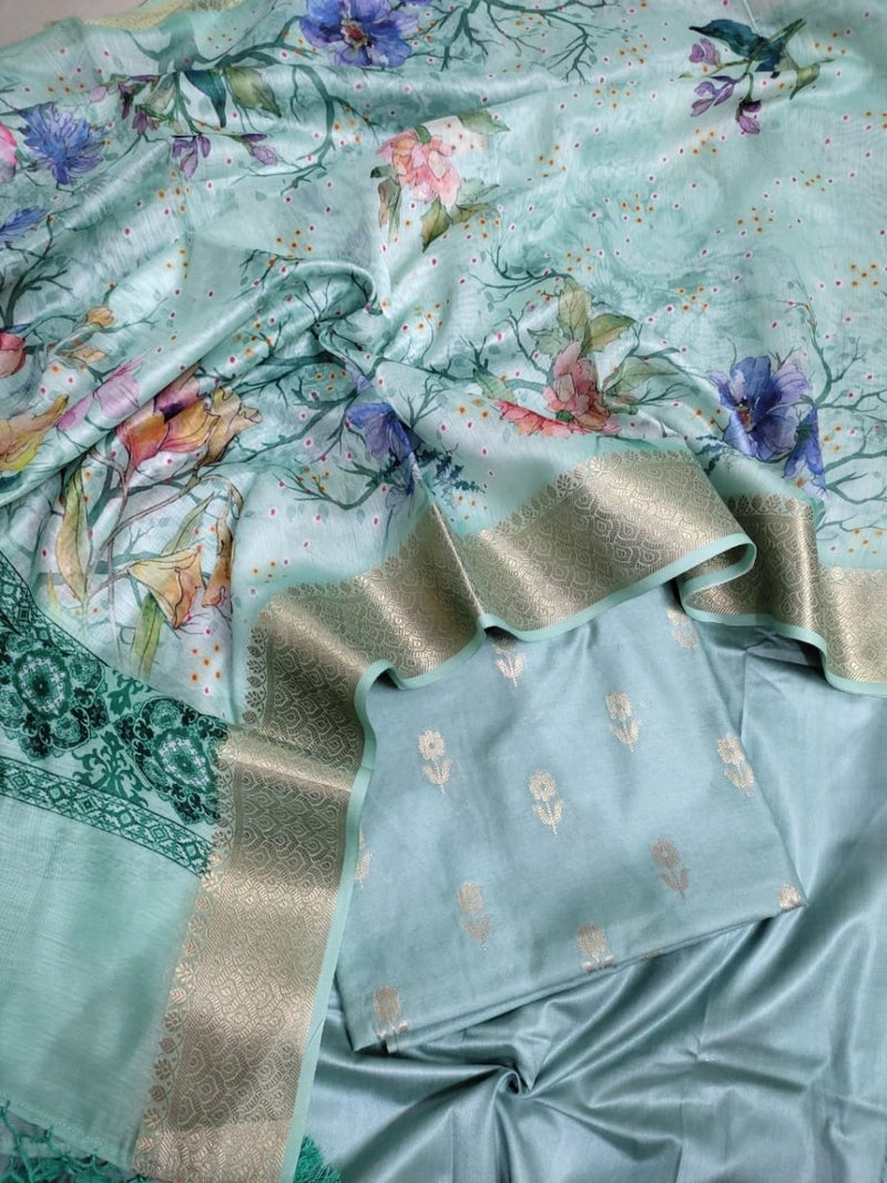 Katan Silk Salwar Suit Material - Leheriya