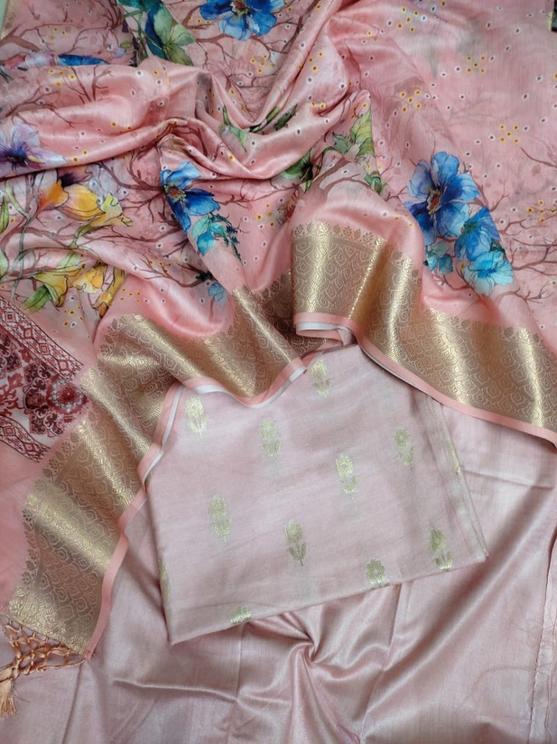 Katan Silk Salwar Suit Material - Leheriya