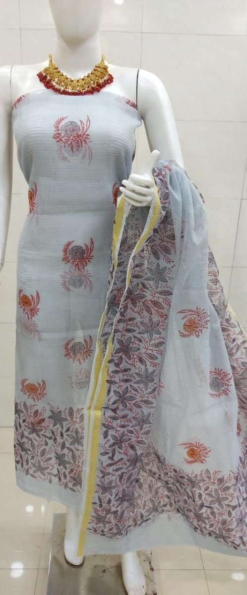 Kota Doria Block Printed Salwar Suit - Leheriya