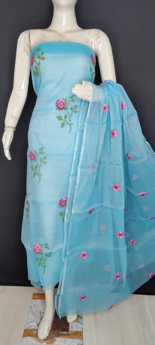 Kota Doria Cotton 3 pc Salwar Suit - Leheriya