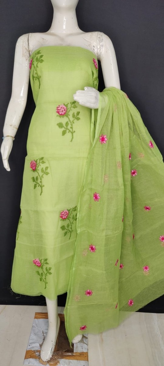 Kota Doria Cotton 3 pc Salwar Suit - Leheriya