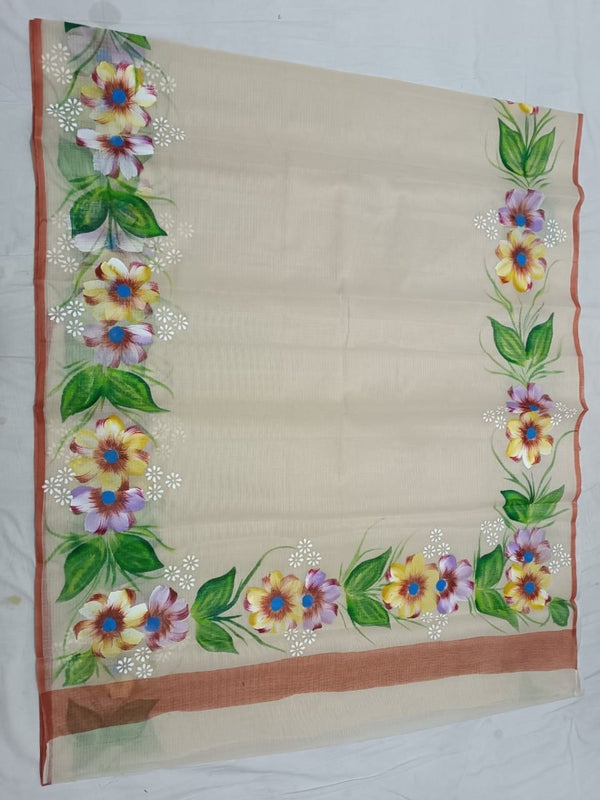 Kota Doria Cotton Brush Paint Dupatta - Leheriya