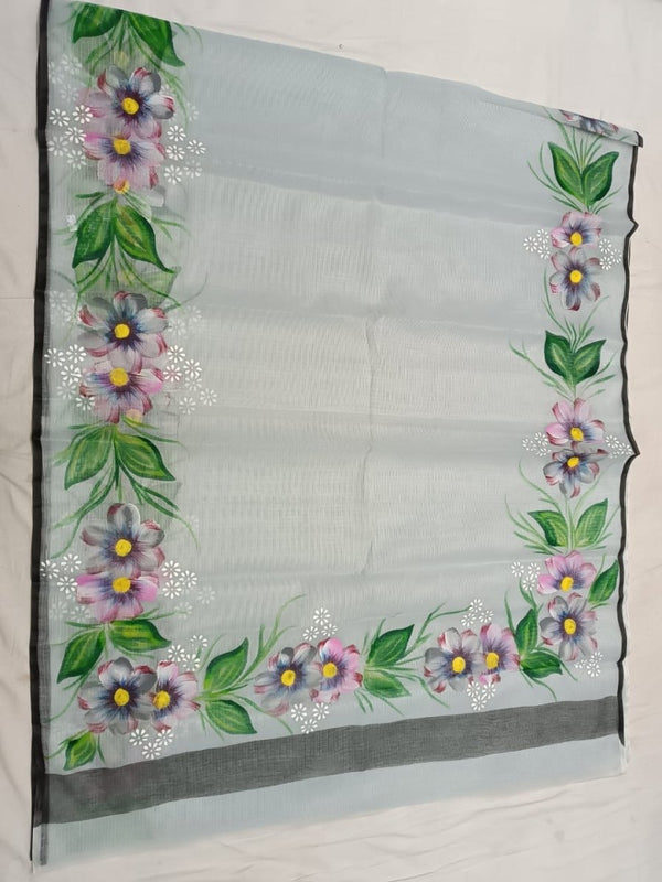 Kota Doria Cotton Brush Paint Dupatta - Leheriya