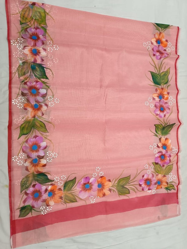 Kota Doria Cotton Brush Paint Dupatta - Leheriya