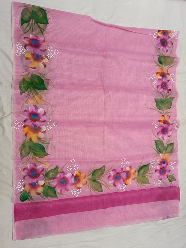 Kota Doria Cotton Brush Paint Dupatta - Leheriya