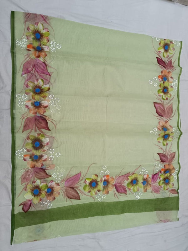 Kota Doria Cotton Brush Paint Dupatta - Leheriya