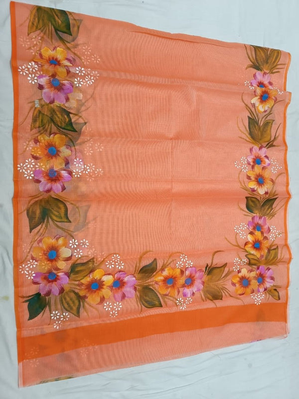 Kota Doria Cotton Brush Paint Dupatta - Leheriya