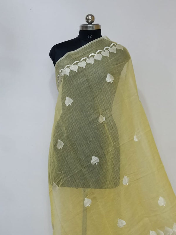 Kota Doria Cotton Embroidery Dupatta - Leheriya