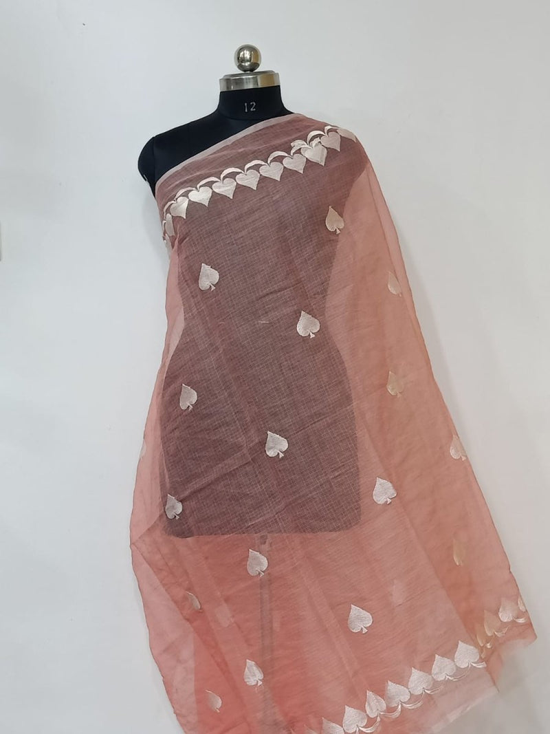 Kota Doria Cotton Embroidery Dupatta - Leheriya