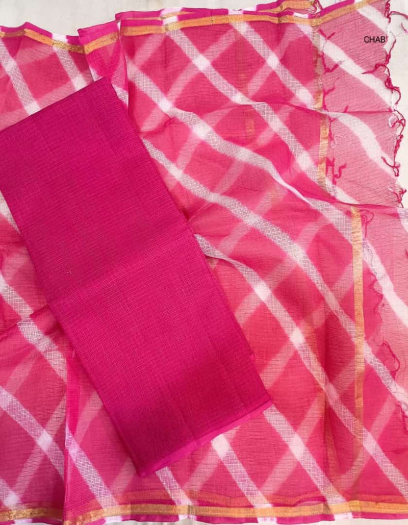 Kota Doria Cotton Salwar Suit | Pink | - Leheriya