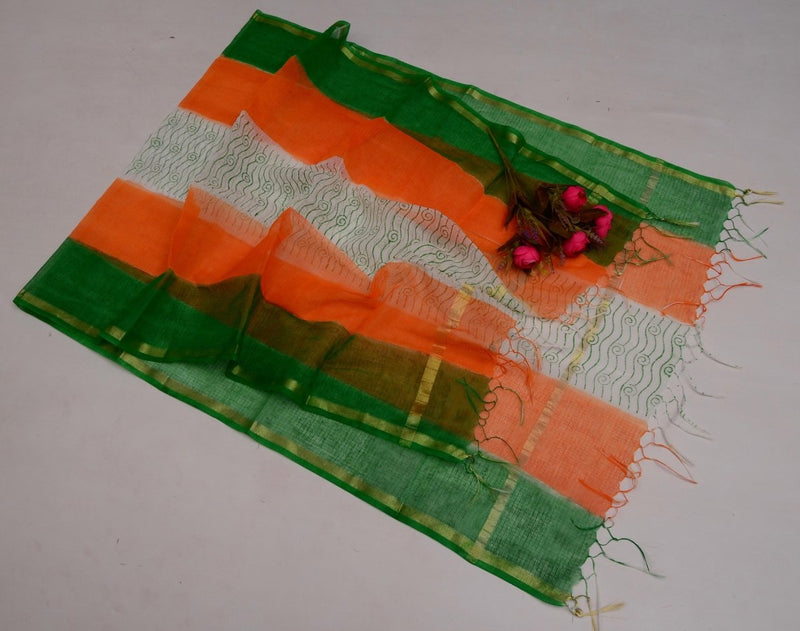 Kota Doria Cotton Tiranga Dupatta - Leheriya